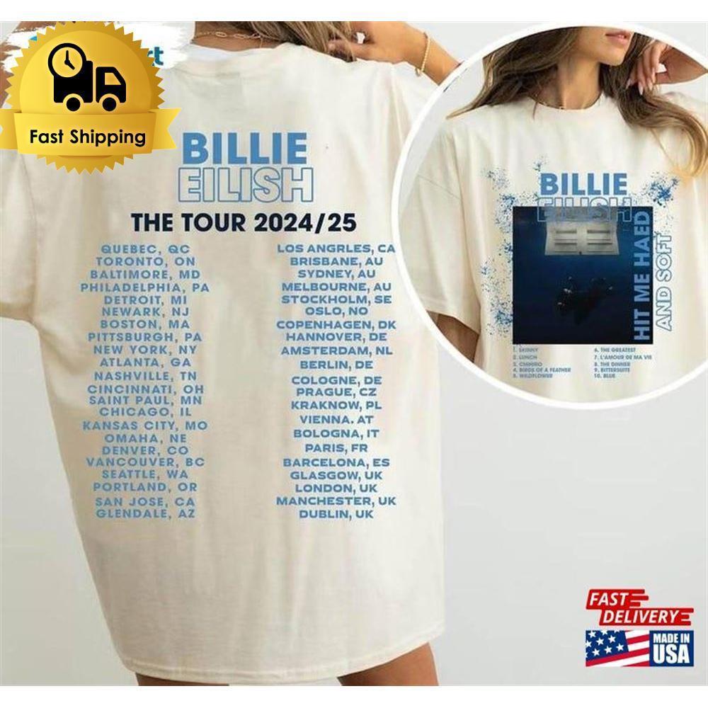Groovy Billie Eilish Concert Crewneck Tour 2024 Shirt Unisex 2 Sided